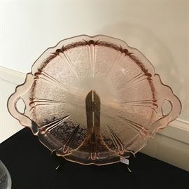 Depression glass serving tray