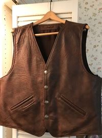 Coronado leather concealed carry vest with Buffalo nickel buttons