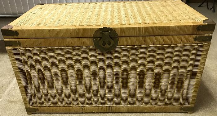Vintage wicker blanket chest