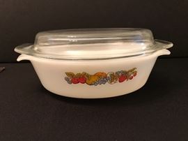 Vintage Fire King Nature's Bounty oval casserole & lid