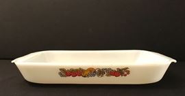 Vintage Fire King Nature's Bounty rectangle baker