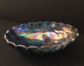 Carnival glass oval dish