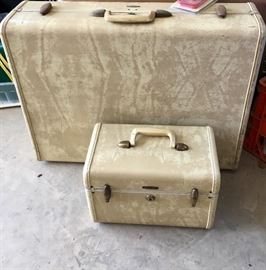 Vintage Marble White Samsonite luggage