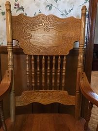 Detail view of Oak arm chairs