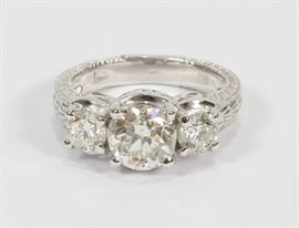 1.70CT (I, SI-1) & .77CT (I, SI-2) DIAMOND, 14KT GOLD RING, SIZE: 6, T.W. 5.6 GR Lot 1100 view details www.dumoart.com