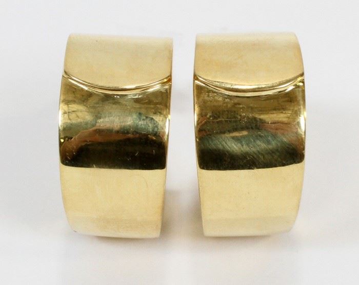 18KT GOLD CLIP EARRINGS, W 0.5", L 1", T.W. 23.1 GR  www.dumoart.com 