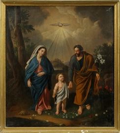 AFTER GIOVANI DOMENICO, OIL ON CANVAS, H 47", L 42", THE HOLY FAMILY  www.dumoart.com