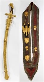 FRENCH, 1ST MODEL M 1822, DRUM MAJORS SABRE, SCABBARD AND SASH, LOUIS-PHILIPPE-PERIOD, L 37"  www.dumoart.com 