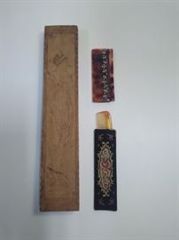 tortoise shell comb and wooden box