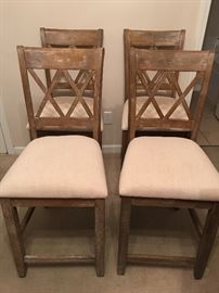 Set of Six Steve Silver Counter Chairs with Natural Linen Seats