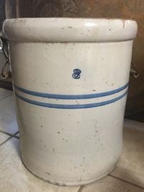 #8 Vintage Crock with 2 Wooden Handles