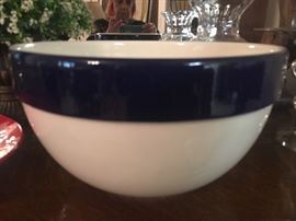 Three Blue Rimmed Bowls