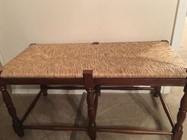 Love this Mahogany & Rush Bench
Great in a bedroom at the foot of the bed or in a mud room for putting on your shoes!