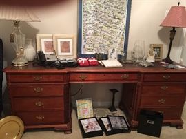 Gorgeous Mahogany Desk with Embossed Leather Top