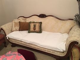 Lovely Antique Sofa wit Her a Mahogany Trim - Completely Recovered