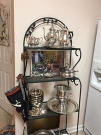 Iron Pot Rack &
Large Collection of Silver Plated Pieces