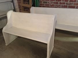 2 Vintage White Church Pews
Smaller 4 ft Pew
Larger 6 ft Pew