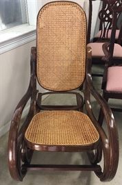 Lovely Bentwood Cane Rocker in Mint Condition