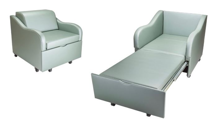 Hundreds of sleepers available!  It's a chair, or a lounger, or a bed!  No bars, no springs.  Just a flat, cozy bed.  Easy to convert...just pull out the gliding base and flip the cushion!  That's it!