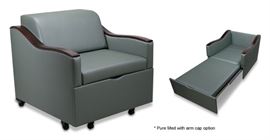 A medical version of our sleeper chairs.  Upholstery is an anti-microbial vinyl.  Meets all fire codes for public occupancy.