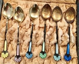 Sterling enamel baby spoon set