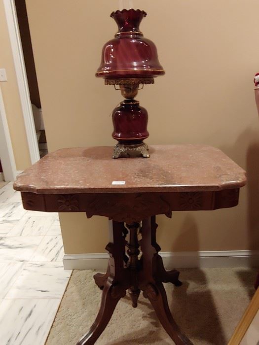 Amethyst lamp and Eastlake table