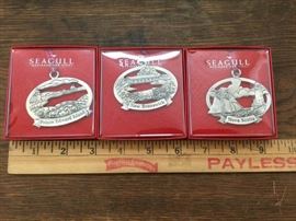 3 Pewter Christmas Tree Ornaments