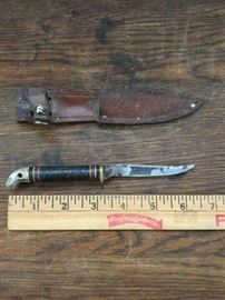 Antique Hawthorne Knife with Leather Sheath