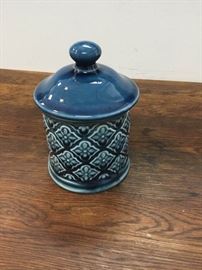 Glass Teal Blue Canister