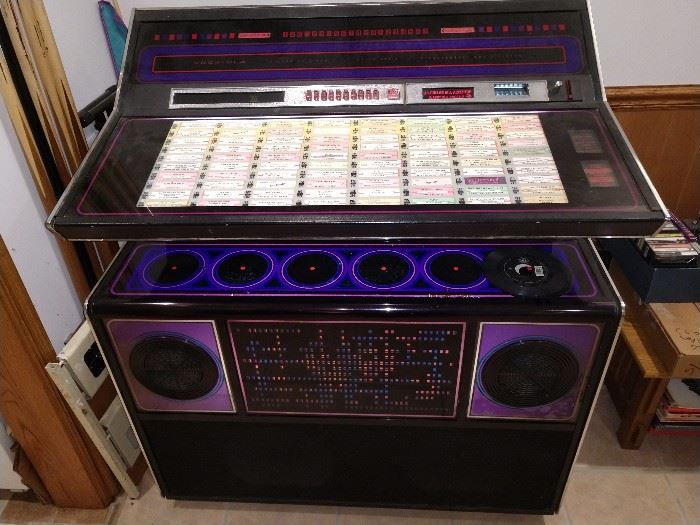 juke box with records
