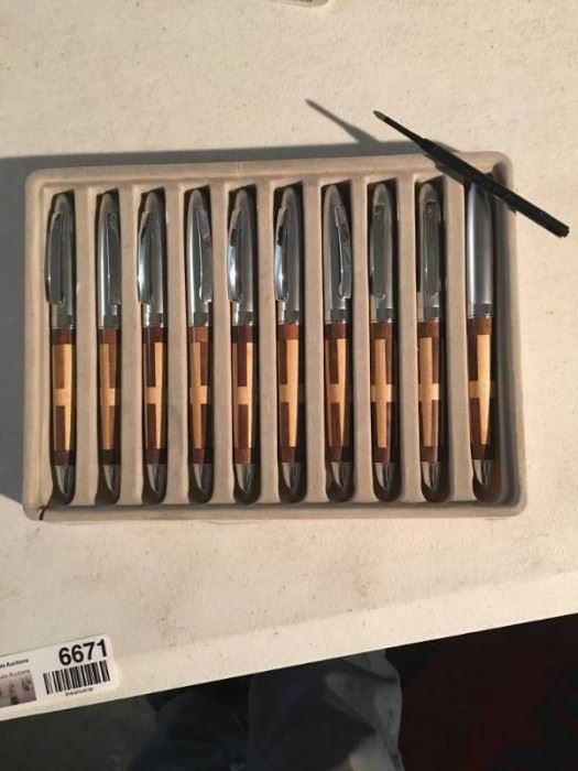 10 Carved Wood Ball Point Pens 1 Refill