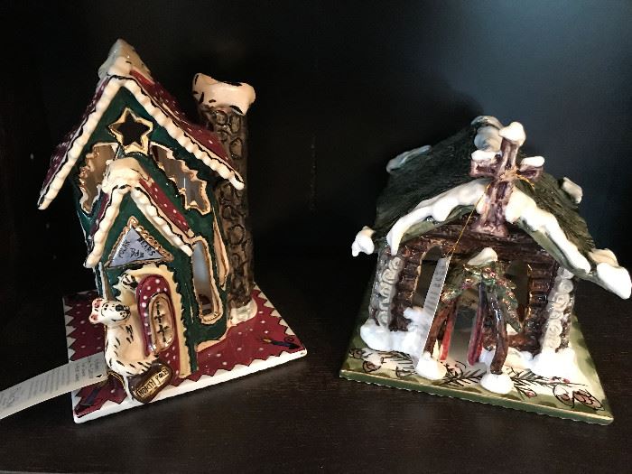 Blue Sky tealight holder themed seasonal houses.