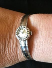 Avia 18K white gold watch with diamonds. $350