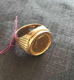 Men's ring Size 15. 14K ring and 22K Soverign coin. $750