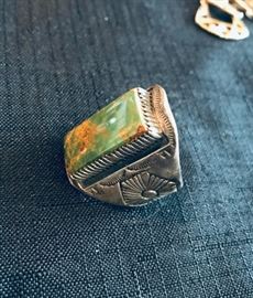 Men's ring Size 14. Sterling and turquoise $85