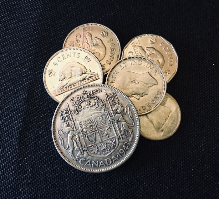 1940 Canada 5 cents @ $55
1941 Canada 5 cents @ $70
1961 & 1964 Canada 5 cents @ $1 each