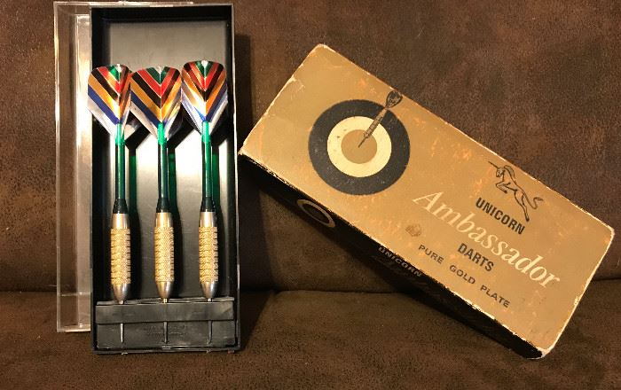Vintage Unicorn Ambassador Darts. Pure gold plate. $65