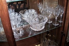Antique etched crystal, 6 stems
