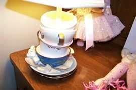 One of a pair of teacup lamps