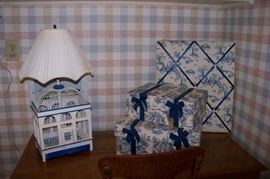 More cloth covered boxes, cute lamp