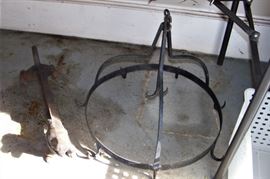 Old boot scraper, iron hanging pot holder
