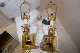 Pair, wall solid brass lights