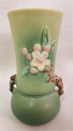 Roseville Green Apple Blossom  Vase circa 1948