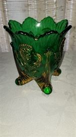 Green footed Glass vase 4 1/2"