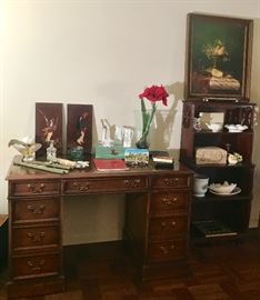 Leather top mid century desk