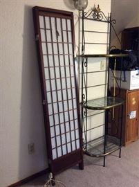Metal and Glass Shelf and Shoji Screen
