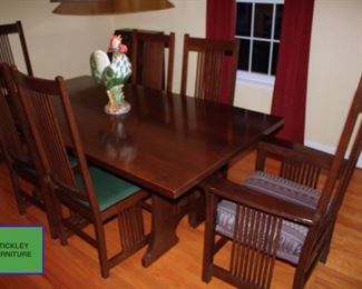 Stickley Trestle Table with 6 Chairs