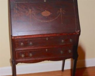 Stenciled Writing Desk with Clock