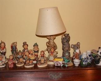 Hummels!! and Table Lamp with Animal Figurines and Bric-A-Brac