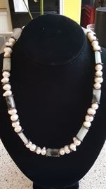 Large Fresh Water Pearls Strong Together With Large Green Quartz Beads